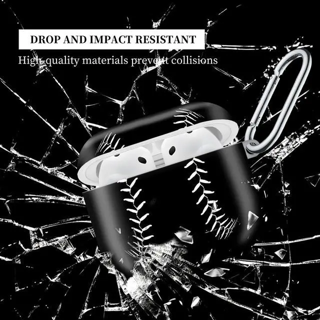 Alt view image 5 of 6 - Case Compatible with AirPod 4th Generation 2024,Shockproof Protective Case Cover with Keychain for Women Men,Wireless Accessorie Charging Cases for Airpod 4th - Baseball Sport Softball American