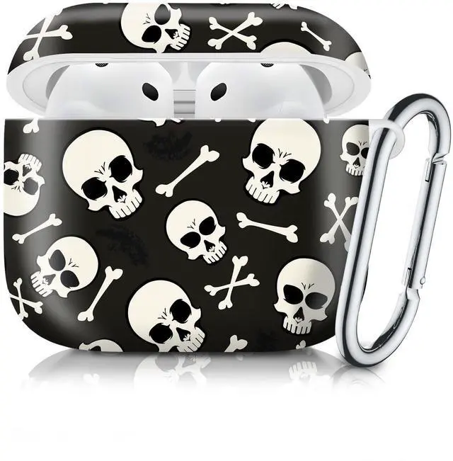 Main image of Case Compatible with AirPod 4th Generation 2024,Shockproof Protective Case Cover with Keychain for Women Men,Wireless Accessorie Charging Cases for Airpod 4th - Human Skulls