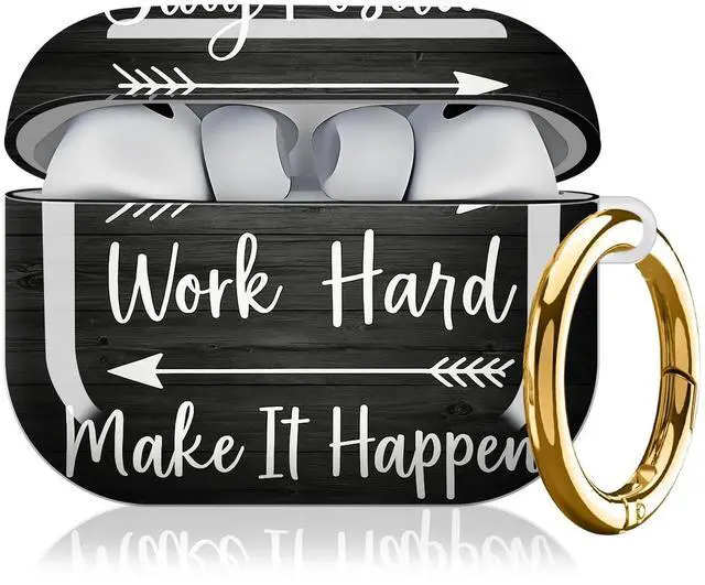 Main image of Compatible with AirPod Pro 3 Case, Cute Hard TPU Protective Cover with Keychain, Shockproof Design Case for Women & Girls,Stay Positive Work Hard Motivational Quote