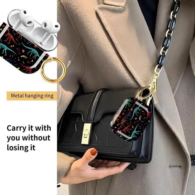 Alt view image 2 of 6 - Compatible with AirPod Pro 3 Case, Cute Hard TPU Protective Cover with Keychain, Shockproof Design Case for Women & Girls,Colorful Dinosaurs