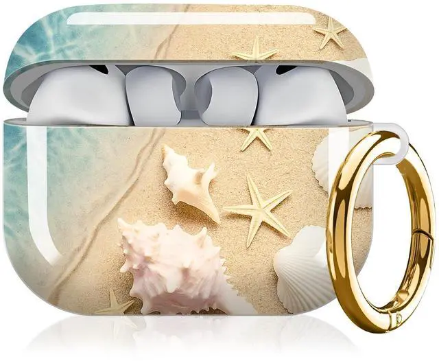 Main image of Compatible with AirPod Pro 3 Case, Cute Hard TPU Protective Cover with Keychain, Shockproof Design Case for Women & Girls,Summer Beach Sand Wave