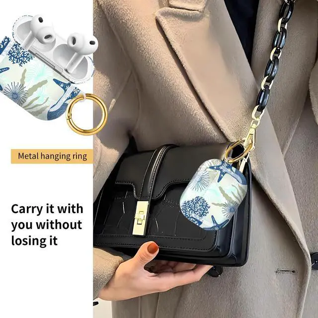 Alt view image 2 of 6 - Compatible with AirPod Pro 3 Case, Cute Hard TPU Protective Cover with Keychain, Shockproof Design Case for Women & Girls,Starfish Seashell