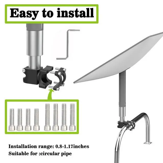 Alt view image 6 of 7 - Starlink Gen 2 Mount for RV Ladder and Roof Rack, Starlink Mini RV Ladder Mount,Load-Bearing 200lbs, Installation Range 0.8-1.17 for Any Horizontal Rod (All Aluminum Material)