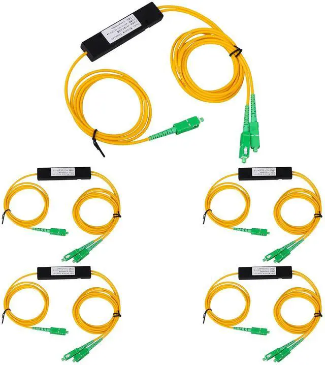Main image of 5-Pack SC/APC Fiber Optical FBT Splitter 1x2(1 in 2 Out) Singlemode 1310/1550nm for Network Signal Distribution