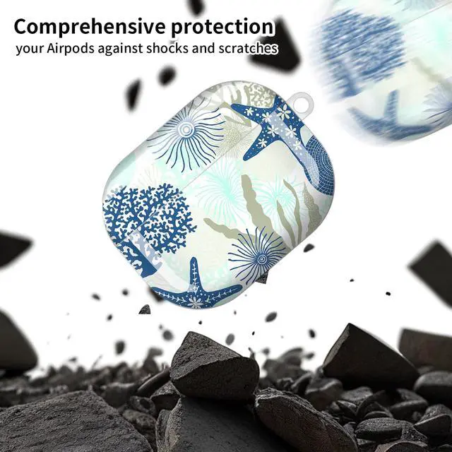 Alt view image 4 of 6 - Compatible with AirPod Pro 3 Case, Cute Hard TPU Protective Cover with Keychain, Shockproof Design Case for Women & Girls,Starfish Seashell