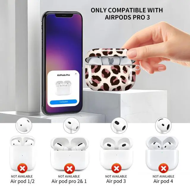 Alt view image 3 of 6 - Compatible with AirPod Pro 3 Case, Cute Hard TPU Protective Cover with Keychain, Shockproof Design Case for Women & Girls,Retro Leopard