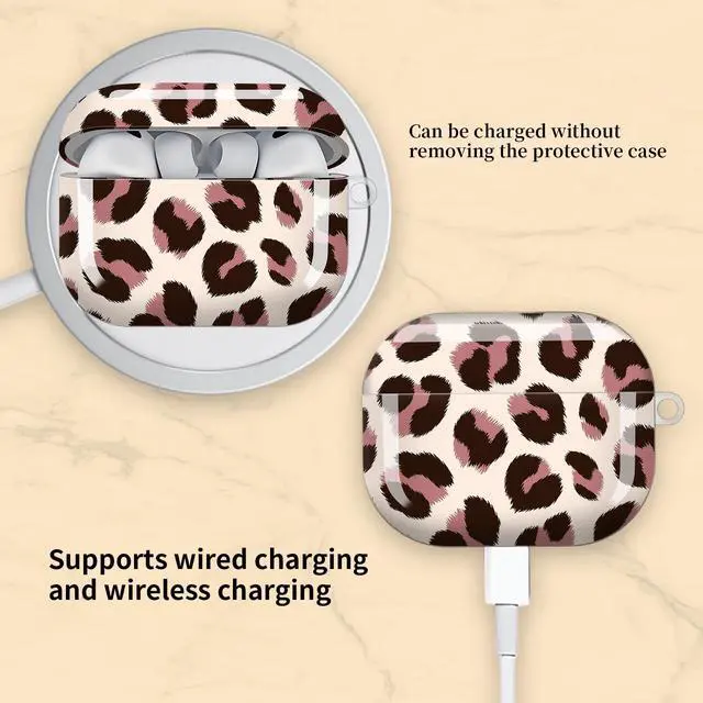 Alt view image 5 of 6 - Compatible with AirPod Pro 3 Case, Cute Hard TPU Protective Cover with Keychain, Shockproof Design Case for Women & Girls,Retro Leopard