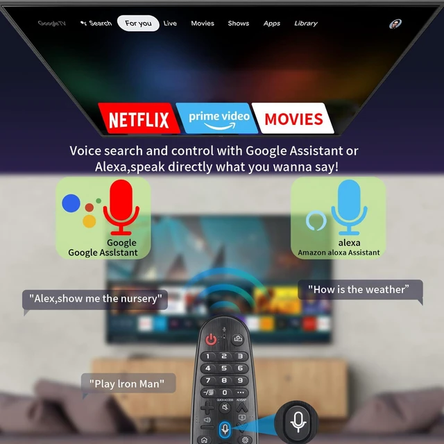 Alt view image 3 of 7 - for LG-Magic-TV-Remote, for Most 2019-2025 LG Remote Control for Smart TVs with Voice and Pointer Function, MR20GA, Air Mouse, 3 Shortcut Buttons