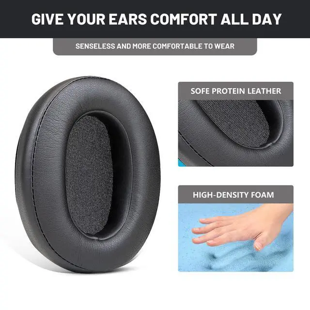 Alt view image 3 of 7 - Replacement Earpads for Sony WH-XB900N/WH-CH710N/WH-CH720N/WH-RF400/MDR-RF895RK Headphones,Ear Pads Cushions with Noise Isolation Memory Foam,Soft Protein Leather-Black