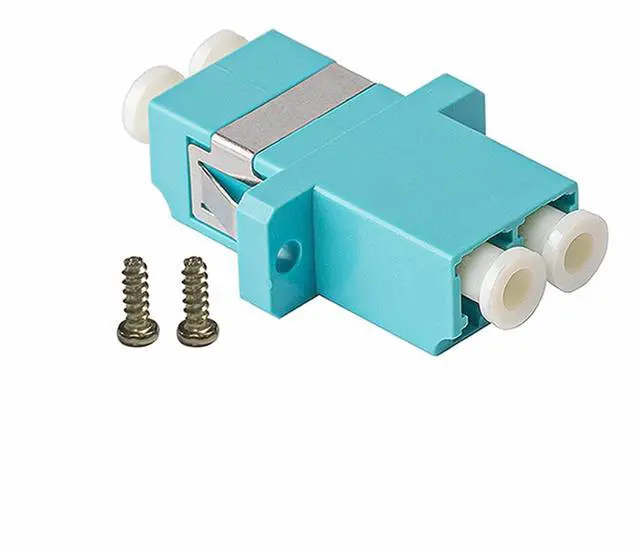Alt view image 2 of 2 - 12-Pack Aqua Duplex LC to LC Fiber Optic Adapters Couplers for Multimode Fiber Patch Cable | Duplex LC Adapters with Screws