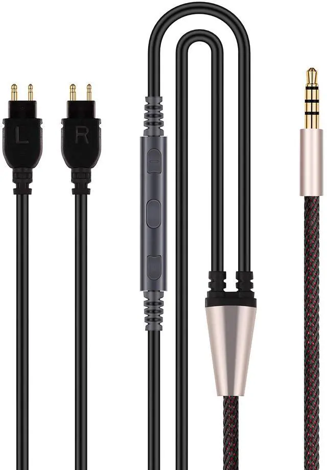 Main image of Audio Cable Replacement with in-Line Mic and Remote Volume Control - Compatible with Sennheiser HD525 HD545 HD565 HD580 HD600 HD650 Headphone and iPhone iPod ipad Apple Devices