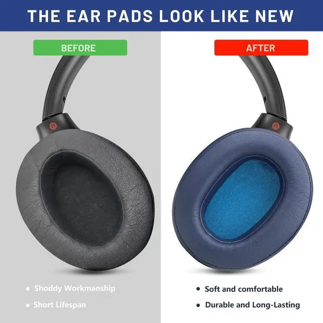 Alt view image 6 of 7 - Replacement Earpads for Sony WH-XB900N/WH-CH710N/WH-CH720N/WH-RF400/MDR-RF895RK Headphones,Ear Pads Cushions with Noise Isolation Memory Foam,Soft Protein Leather-Blue
