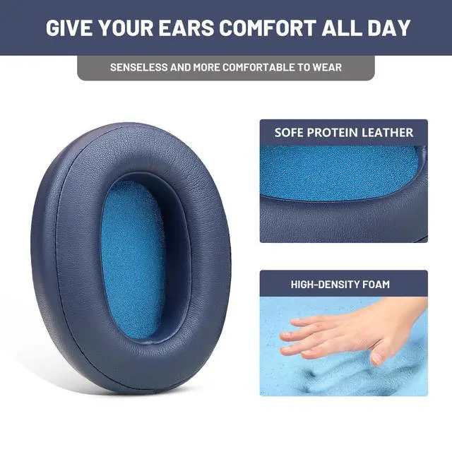 Alt view image 4 of 7 - Replacement Earpads for Sony WH-XB900N/WH-CH710N/WH-CH720N/WH-RF400/MDR-RF895RK Headphones,Ear Pads Cushions with Noise Isolation Memory Foam,Soft Protein Leather-Blue
