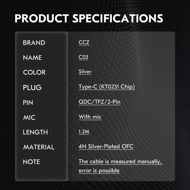 Alt view image 2 of 7 - 3.9ft C03 USB-C Balanced IEM Cable with Mic | 4N Silver-Plated OFC Headphone Cable Earbuds Wire for EDX PRO/Castor/ZS10 PRO/ZST PRO X/ZSN PRO X/ZS12 PRO X