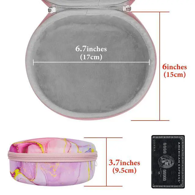 Alt view image 4 of 6 - NOVA Headphones Case Compatible with Sennheiser PXC 550-II, Momentum Wireless 3, HD 450SE/458BT and More, Replacement Hard Shell Travel Carrying Bag with Cable Storage (Pink Marble)