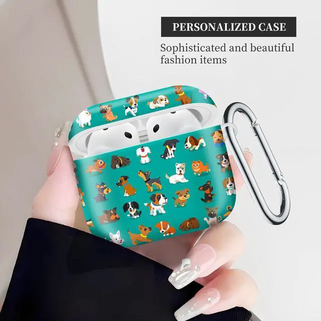 Alt view image 4 of 6 - Case Compatible with AirPod 4th Generation 2024,Shockproof Protective Case Cover with Keychain for Women Men,Wireless Accessorie Charging Cases for Airpod 4th - Colorful Dog