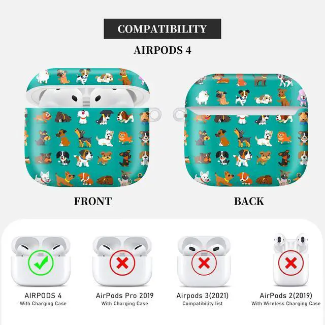 Alt view image 6 of 6 - Case Compatible with AirPod 4th Generation 2024,Shockproof Protective Case Cover with Keychain for Women Men,Wireless Accessorie Charging Cases for Airpod 4th - Colorful Dog