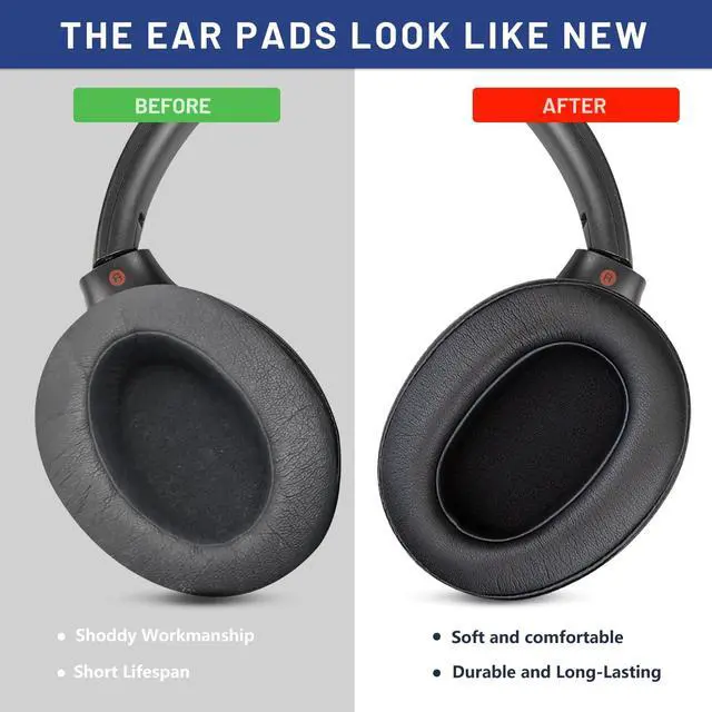 Alt view image 5 of 7 - Replacement Earpads for Sony WH-XB900N/WH-CH710N/WH-CH720N/WH-RF400/MDR-RF895RK Headphones,Ear Pads Cushions with Noise Isolation Memory Foam,Soft Protein Leather-Black