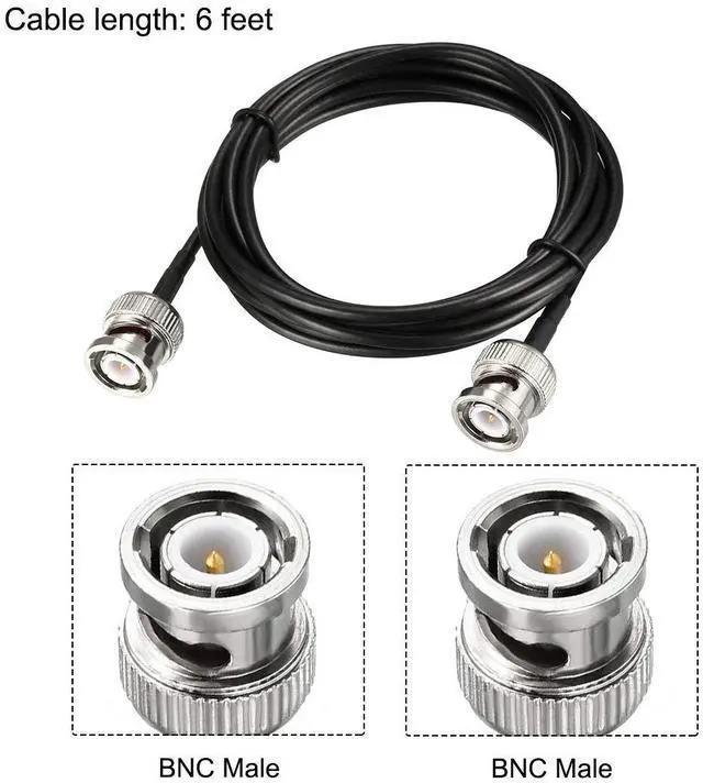 Alt view image 2 of 5 - BNC Male to Male Coaxial Jumper Cable 50 ohm 6 feet RG174 for Video Signals,CCTV,DVR,Camera 2pcs