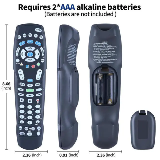 Alt view image 7 of 7 - RC122 RC1226001/04B Replacement Remote Control for Spectrum TV Time Warner, Brighthouse and Charter Cable Boxes