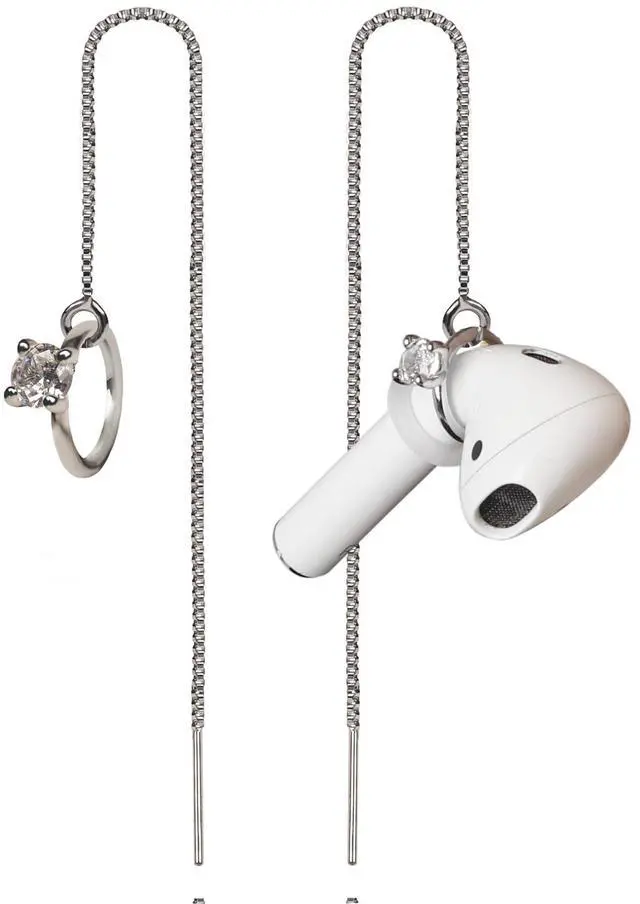 Main image of Anti-Lost Earrings Wireless Earphone Holder chain strap Compatible for Airpods pro 2 1 & Airpods 1 2 3 (Zircon Ring)