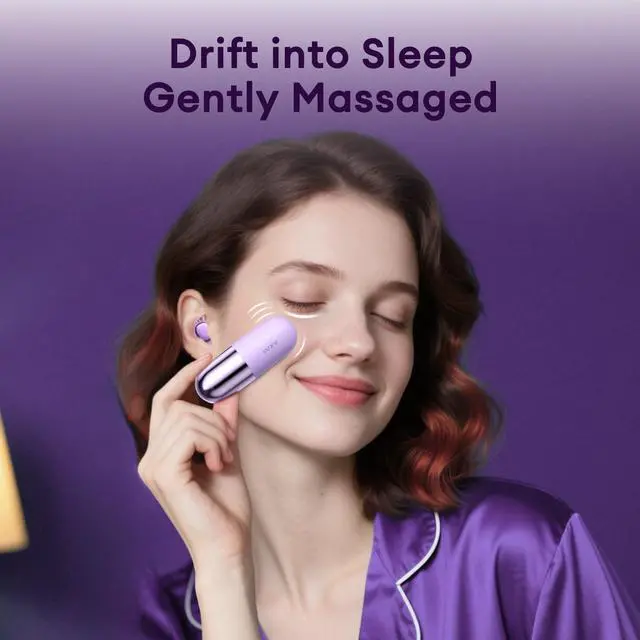 Alt view image 4 of 6 - Sleep Headphones for Side Sleepers, Sleep Earbuds with Vibration Charging Case Wireless Bluetooth 6.0, Soft Silicone Invisible Earbuds for Sleeping, Snoring Noise Isolation, S13 Purple