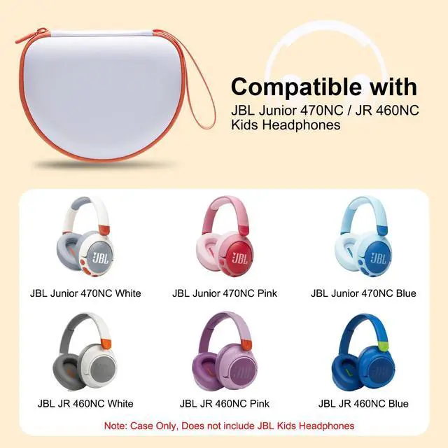 Alt view image 2 of 7 - Hard Case for JBL Junior 470NC/320/JR 460NC Kids Headphone, White | for iClever BTH12 HS19 BTH20 BTH22 BTH26/Candy Bila/Acer/JBL/MIDOLA/JoySpark/JLab/ADOOPE/eKids/EarFun Headphone (Case Only)