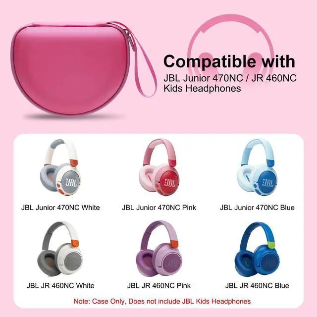 Alt view image 2 of 7 - Hard Case for JBL Junior 470NC/320/320BTJR 460NC Kids Headphone Rose Pink | for iClever BTH12 HS19 BTH20 BTH22 BTH26/Candy Bila/Acer/JBL/MIDOLA/JoySpark/JLab/ADOOPE/eKids/EarFun Headphone (Case Only)
