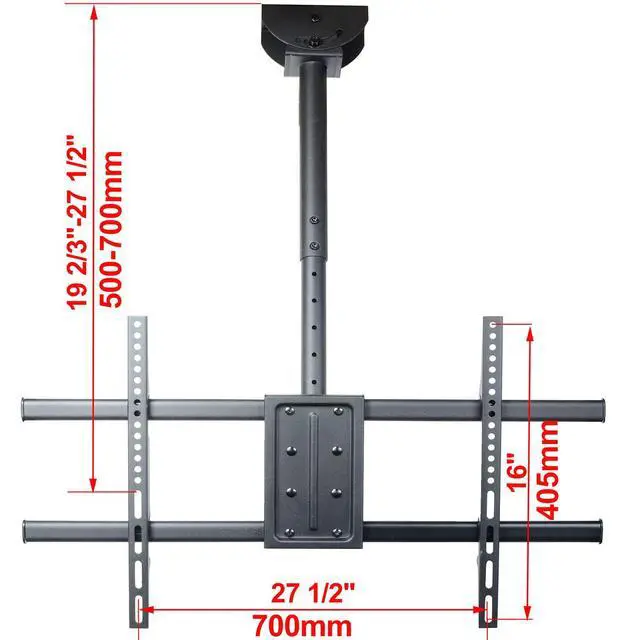 Alt view image 2 of 5 - Adjustable Tilt Ceiling TV Mount for Most 32"-75" LCD LED Plasma TV Flat Panel Display VESA 600X400mm MPC53BE2 1VZ