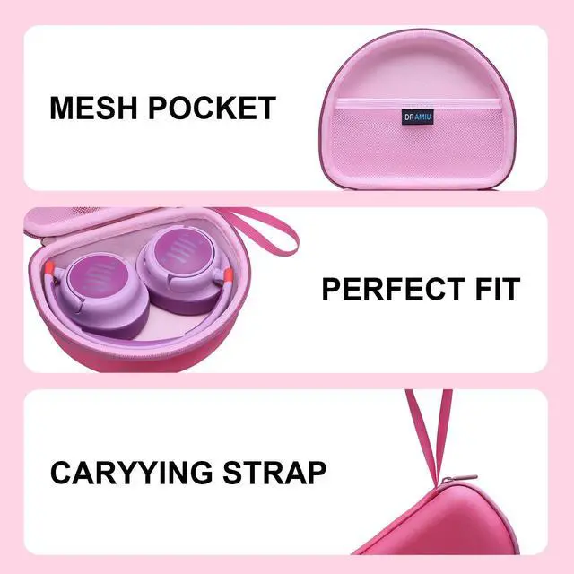 Alt view image 5 of 7 - Hard Case for JBL Junior 470NC/320/320BTJR 460NC Kids Headphone Rose Pink | for iClever BTH12 HS19 BTH20 BTH22 BTH26/Candy Bila/Acer/JBL/MIDOLA/JoySpark/JLab/ADOOPE/eKids/EarFun Headphone (Case Only)