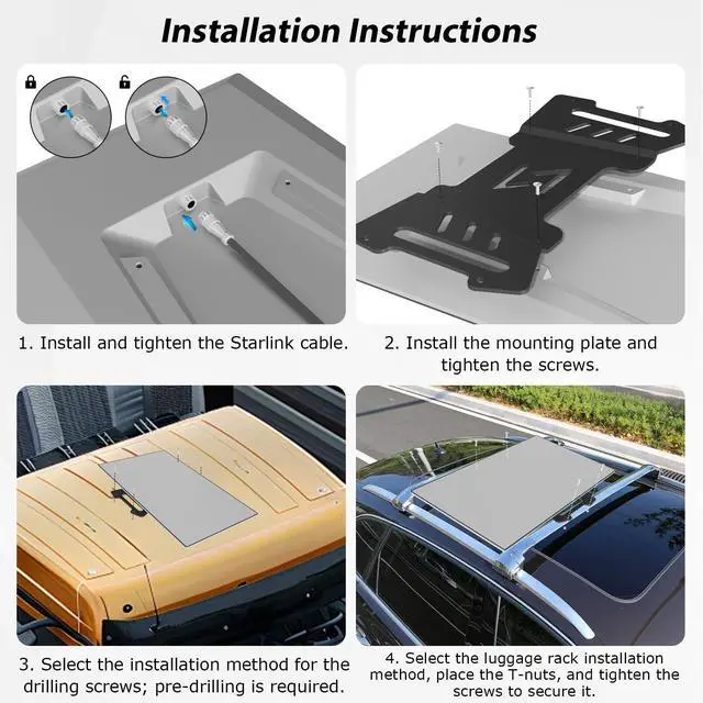 Alt view image 6 of 6 - Starlink Performance Gen 3 Mount, Starlink Performance Flat Mount Kit with Stainless Steel Adapter, Fits RV, Boat, Metal or Roof Rails for Extreme Climates