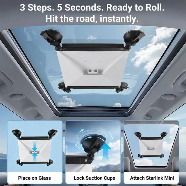 Alt view image 3 of 5 - Starlink Mini Mount Suction Cup Car Holder | Starlink Mini Mount Rattleproof Suction Cup Car Holder for Sunroof & Window, Quick-Release Strong Vacuum Base