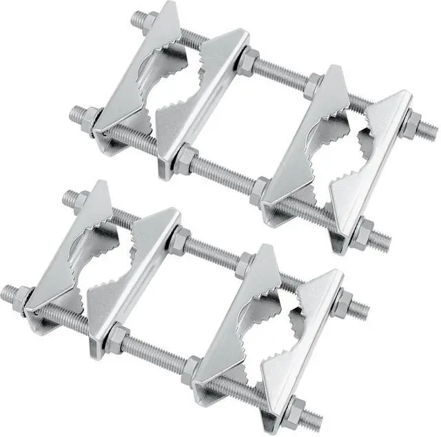 Main image of Double Antenna Mast Clamp, Mast to Mast Mount Bracket Kit with V Jaw Blocks, Heavy Duty Antenna Pole Clamp for Ham TV, CB, Security Cameras, Weather Station (2 Sets)