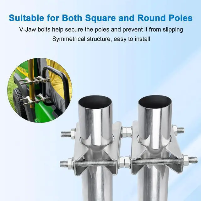 Alt view image 5 of 5 - Double Antenna Mast Clamp, Mast to Mast Mount Bracket Kit with V Jaw Blocks, Heavy Duty Antenna Pole Clamp for Ham TV, CB, Security Cameras, Weather Station (2 Sets)