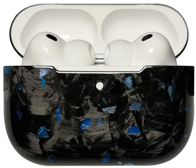 Main image of Real Forged Carbon Fiber Case for AirPods Pro 3 (2025 Release) - Ultra-Thin & Lightweight Hard Shell Protective Cover - Supports MagSafe/Wireless Charging - Glossy Black/Blue