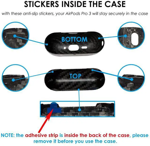 Alt view image 6 of 6 - Real Forged Carbon Fiber Case for AirPods Pro 3 (2025 Release) - Ultra-Thin & Lightweight Hard Shell Protective Cover - Supports MagSafe/Wireless Charging - Glossy Black/Red