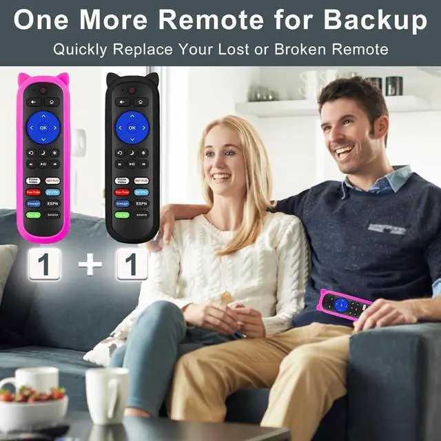 Alt view image 4 of 7 - Pack of 2 IR Remote for Roku TV Remote, for All Roku Built-in TV, for TCL/Onn/Insignia/Hisense/Element/Sharp/Haier/Hitachi/LG/Sanyo/JVC/Magnavox/RCA/Philips/Westinghouse with Anti-Lost Cover