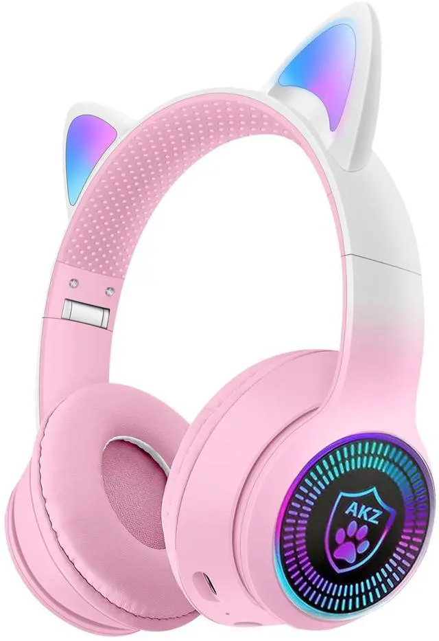 Main image of Cat Ear Gaming Bluetooth 5.3 Wireless Foldable Headphones with LED Light, Stereo Game Surround Sound Over-Ear Headsets with Microphone AUX for PC, Pad, Mobile, Laptop, Game, Kids, Gift