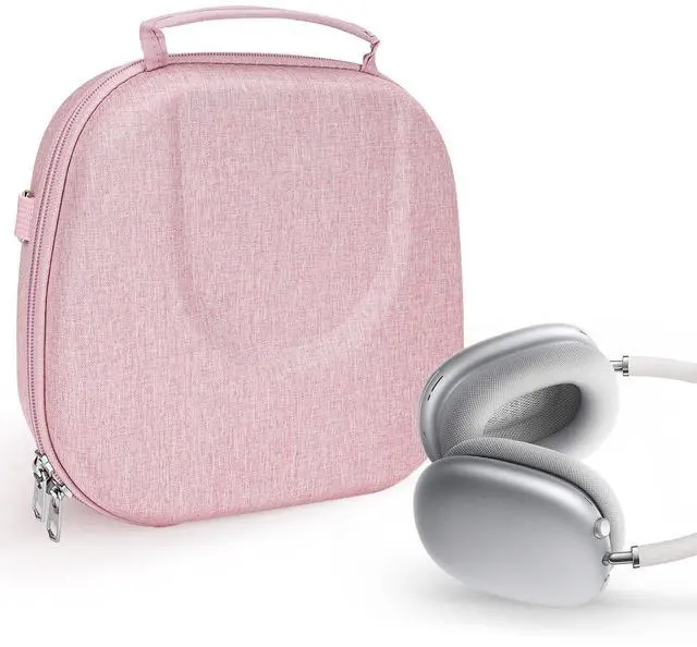 Main image of NOVA Headphones Case for Apple AirPods Max 2 / AirPods Max, Hard EVA Shell Travel Carrying Bag with Strap and Room for Smart Case (Pink)