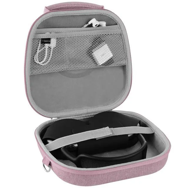 Alt view image 3 of 6 - NOVA Headphones Case for Apple AirPods Max 2 / AirPods Max, Hard EVA Shell Travel Carrying Bag with Strap and Room for Smart Case (Pink)