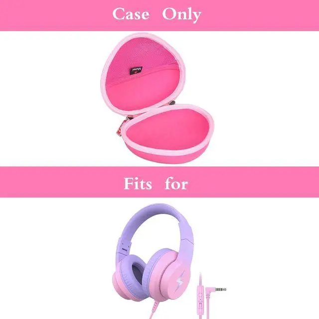 Alt view image 7 of 7 - Kids Headphones Case Compatible with Candy Bila BH03/ iClever BTH12 / HS19 / BTH26 / JoySpark-T5 Kids Headphones, Case Only (Pink)