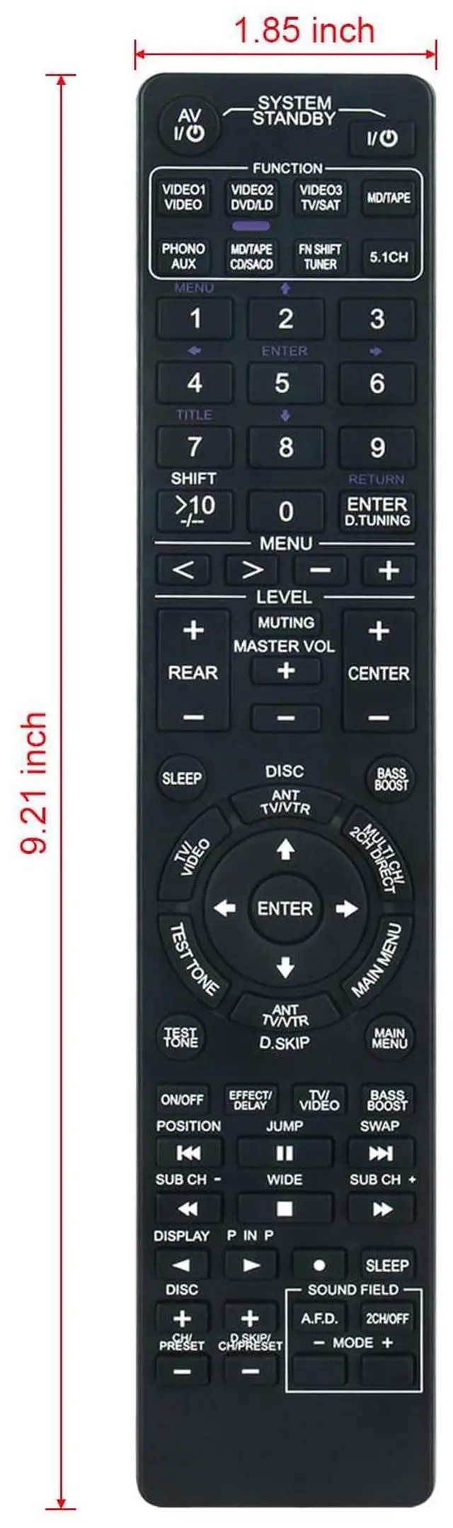 Alt view image 5 of 6 - RM-U303 RM-U305 Replace Remote Control fit for Sony AV System FM Stereo | FM-AM Receiver STR-SE391 STR-DE345 STR-DE335 STR-DE675 STR-DE575 STR-DE475 STR-K502P STR-K502 HT-DDW830 HT-5100D DAV-L8100
