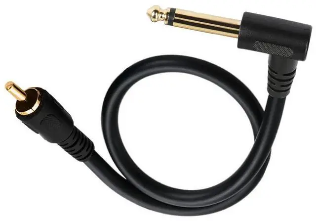 Alt view image 2 of 4 - RCA to 1/4" TS Audio Cable, Right Angle Gold-Plated Connector, 90 Degree Angle 6.35mm TS Mono Male to RCA Male Audio Adapter Cable for Guitar,Amplifiers,Speaker 2-Pack, 1FT