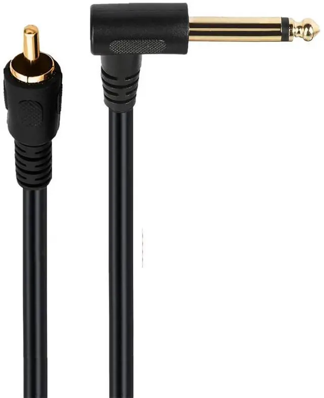 Alt view image 3 of 4 - RCA to 1/4" TS Audio Cable, Right Angle Gold-Plated Connector, 90 Degree Angle 6.35mm TS Mono Male to RCA Male Audio Adapter Cable for Guitar,Amplifiers,Speaker 2-Pack, 1FT