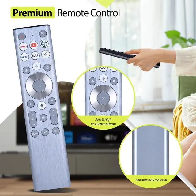 Alt view image 4 of 7 - ERF6A80 Replacement Voice Backlit TV Remote Control Intended for Hisense, for Hisense U6 U7 U8 A7 Series Mini-LED ULED 4K UHD Google Smart TV