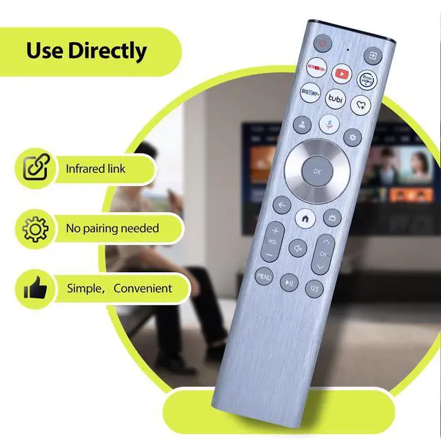 Alt view image 2 of 7 - ERF6A80 Replacement Voice Backlit TV Remote Control Intended for Hisense, for Hisense U6 U7 U8 A7 Series Mini-LED ULED 4K UHD Google Smart TV