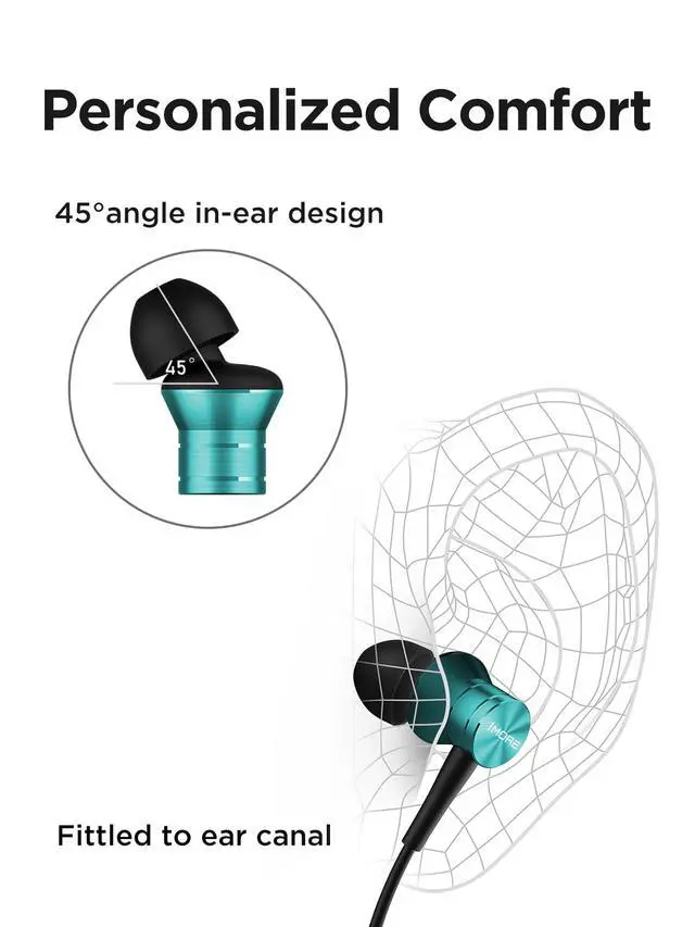 Alt view image 3 of 7 - 2-Pack Piston-Fit Headphones, USB-C in Ear Ear Buds with Mic, Wired Earbuds, Noise Isolation, Control Button, Comfortable Earphones for iPhone 17/16/15/Samsung/Tablet, Blue