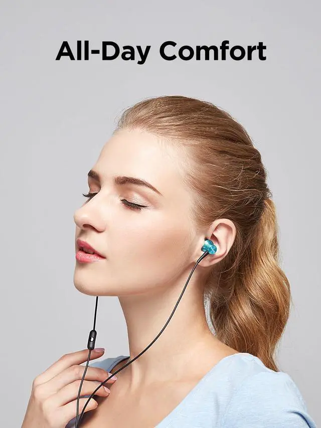 Alt view image 5 of 7 - 2-Pack Piston-Fit Headphones, USB-C in Ear Ear Buds with Mic, Wired Earbuds, Noise Isolation, Control Button, Comfortable Earphones for iPhone 17/16/15/Samsung/Tablet, Blue