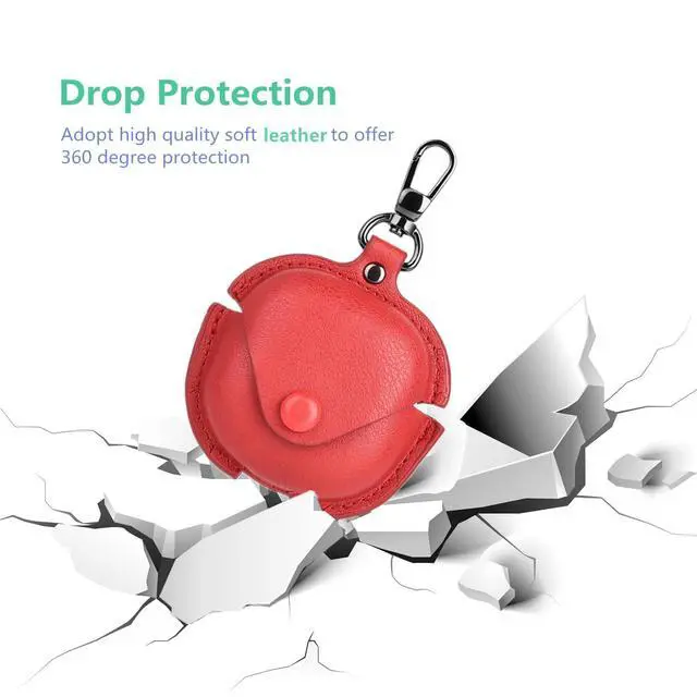 Alt view image 2 of 6 - Leather Case Compatible for Samsung Galaxy Buds 2 Pro/Galaxy Buds 2/Galaxy Buds Pro/Galaxy Buds Live Protective Case with Keychain, Cute Cool Earphone Cover for Galaxy Earbuds Charging Case (Red)