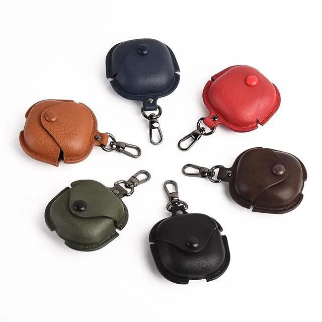 Alt view image 5 of 6 - Leather Case Compatible for Samsung Galaxy Buds 2 Pro/Galaxy Buds 2/Galaxy Buds Pro/Galaxy Buds Live Protective Case with Keychain, Cute Cool Earphone Cover for Galaxy Earbuds Charging Case (Red)